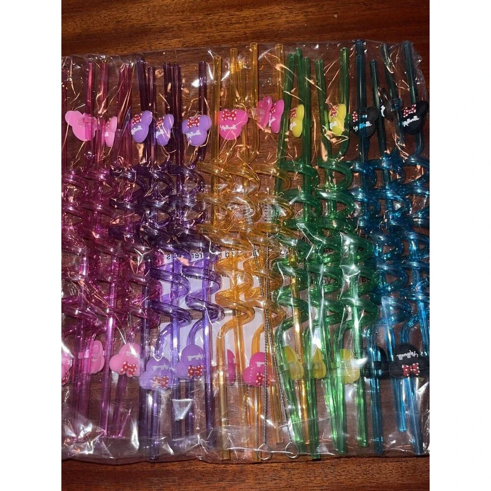 Minnie Mouse Ears Spiral Drinking Reusable Crazy Straws 25 ct